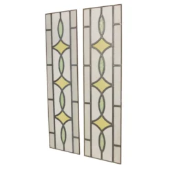 Fenêtre en vitrail géométrique Art Déco 85x24cm