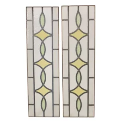 Fenêtre en vitrail géométrique Art Déco 85x24cm