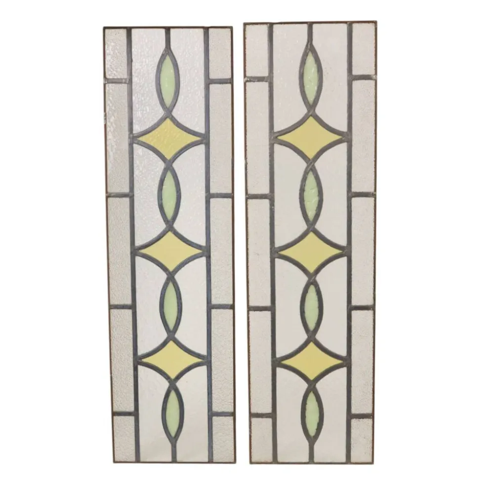 Fenêtre en vitrail géométrique Art Déco 85x24cm