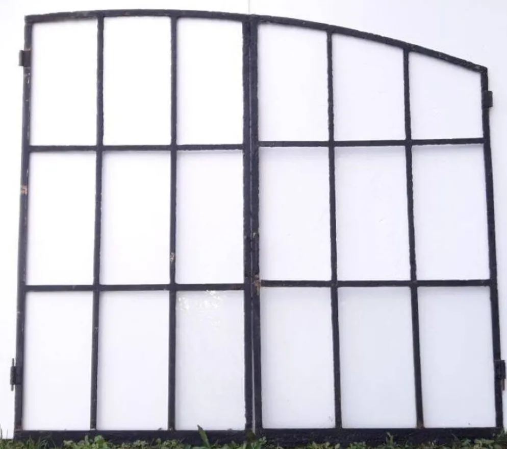 Fenêtre industrielle arquée métal L128xH114 verrière XIX° 2 vantaux