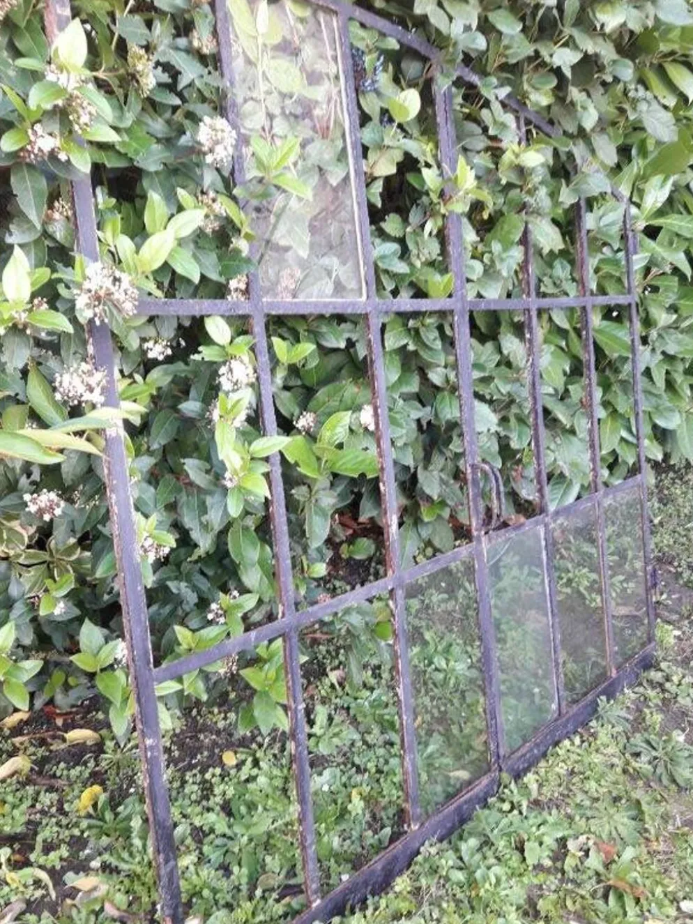 Fenêtre industrielle arquée métal L128xH114 verrière XIX° 2 vantaux