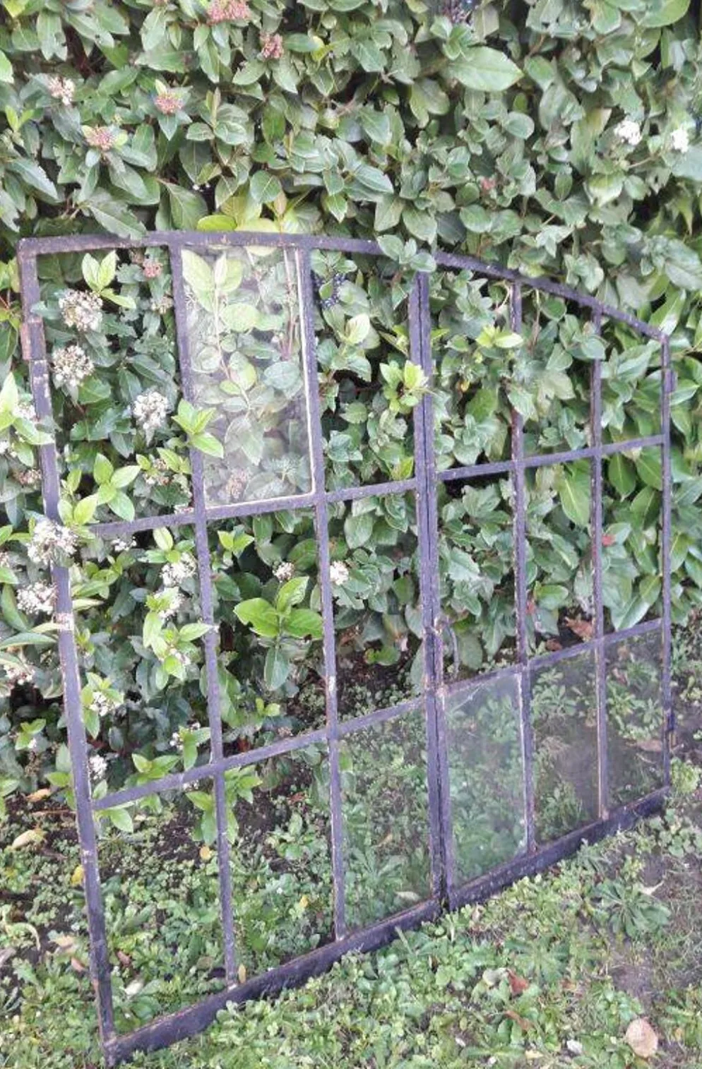 Fenêtre industrielle arquée métal L128xH114 verrière XIX° 2 vantaux