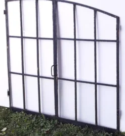 Fenêtre industrielle arquée métal L128xH114 verrière XIX° 2 vantaux