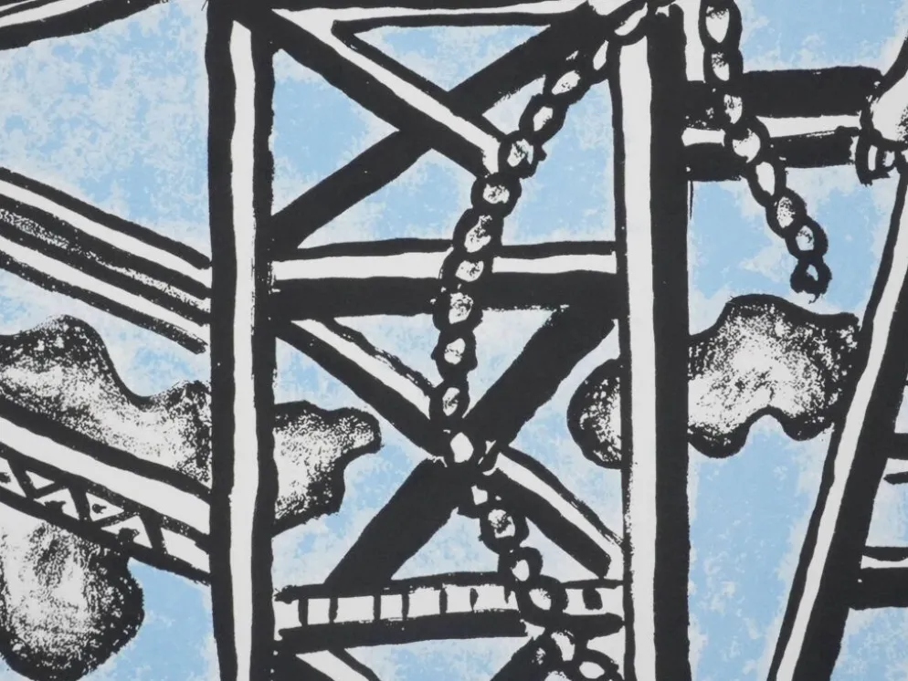 Fernand leger : les constructeurs (bleu), lithographie signée