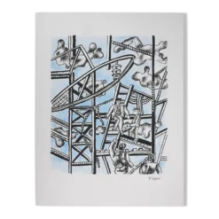 Fernand leger : les constructeurs (bleu), lithographie signée
