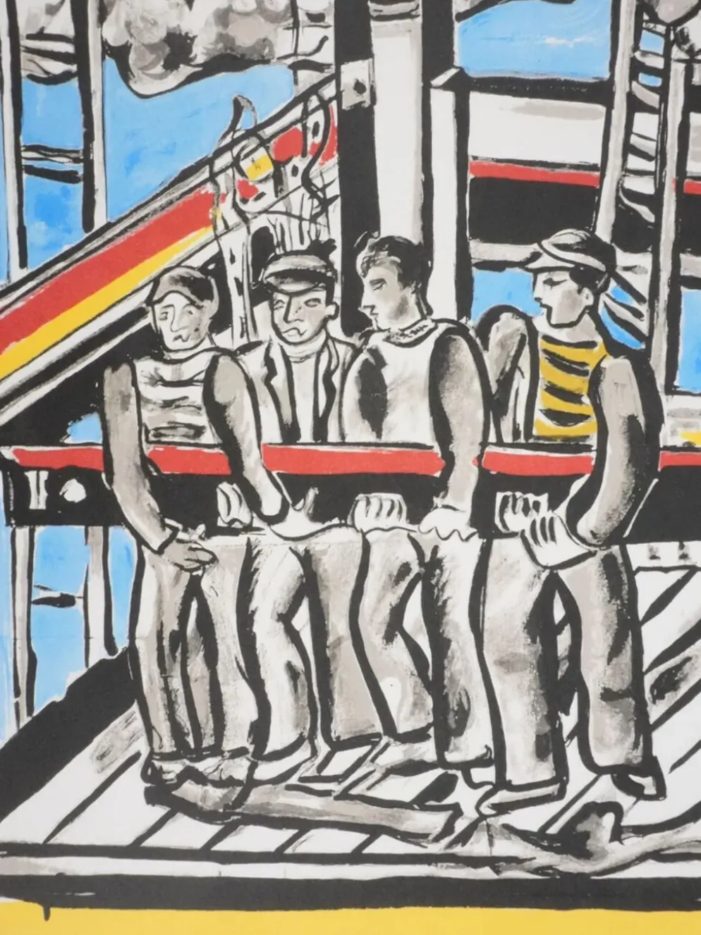 Fernand Léger : Les constructeurs dans les nuages, lithographie signée