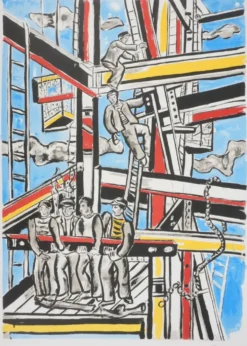 Fernand Léger : Les constructeurs dans les nuages, lithographie signée