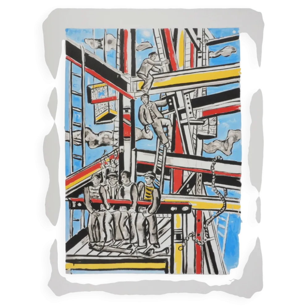 Fernand Léger : Les constructeurs dans les nuages, lithographie signée