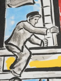 Fernand Léger : Les constructeurs dans les nuages, lithographie signée