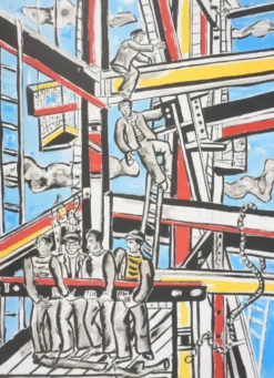 Fernand Léger : Les constructeurs dans les nuages, lithographie signée