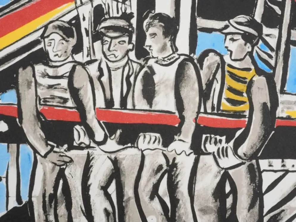 Fernand Léger : Les constructeurs dans les nuages, lithographie signée