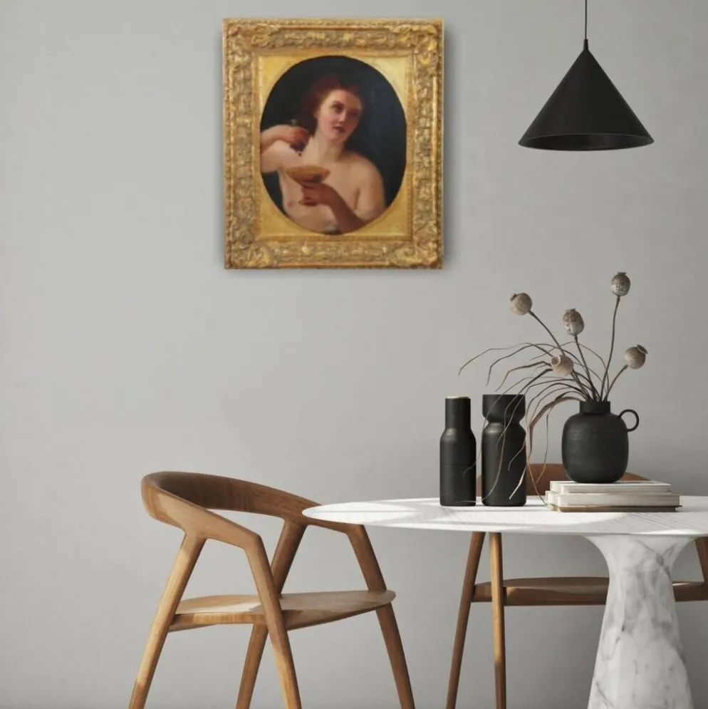 Figure mythologique de Maenad, peinture à l'huile sur toile, Italie 19ème siècle.
