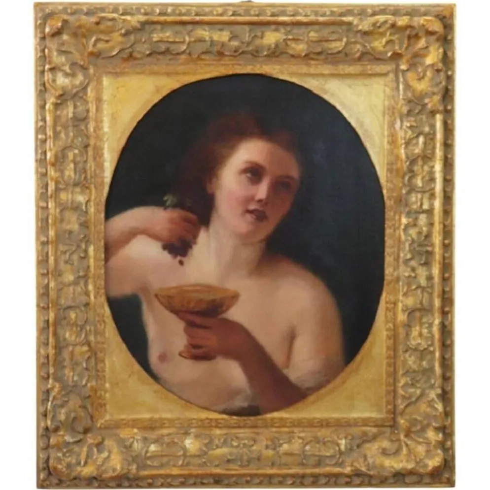 Figure mythologique de Maenad, peinture à l'huile sur toile, Italie 19ème siècle.