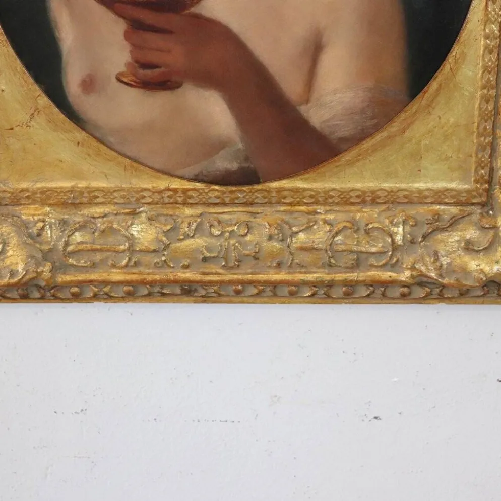Figure mythologique de Maenad, peinture à l'huile sur toile, Italie 19ème siècle.