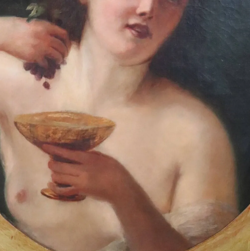 Figure mythologique de Maenad, peinture à l'huile sur toile, Italie 19ème siècle.
