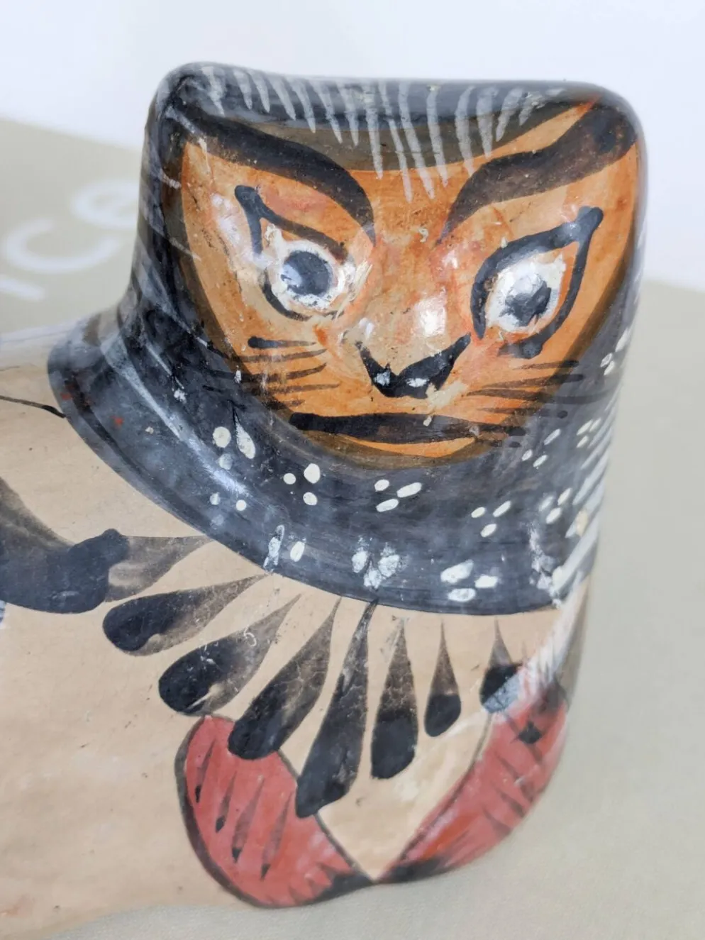 Figurine chat en poterie de Tonalá, Mexique, Art populaire fait main