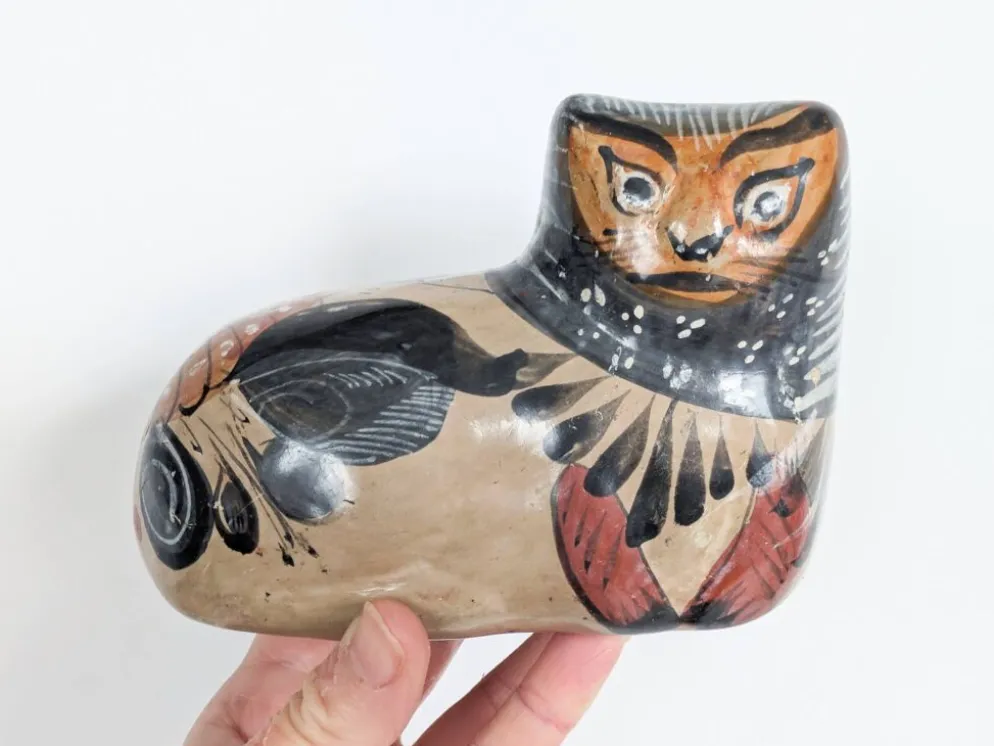 Figurine chat en poterie de Tonalá, Mexique, Art populaire fait main