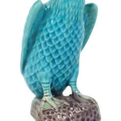 Figurine de canard vintage couple en porcelaine chinoise bleue