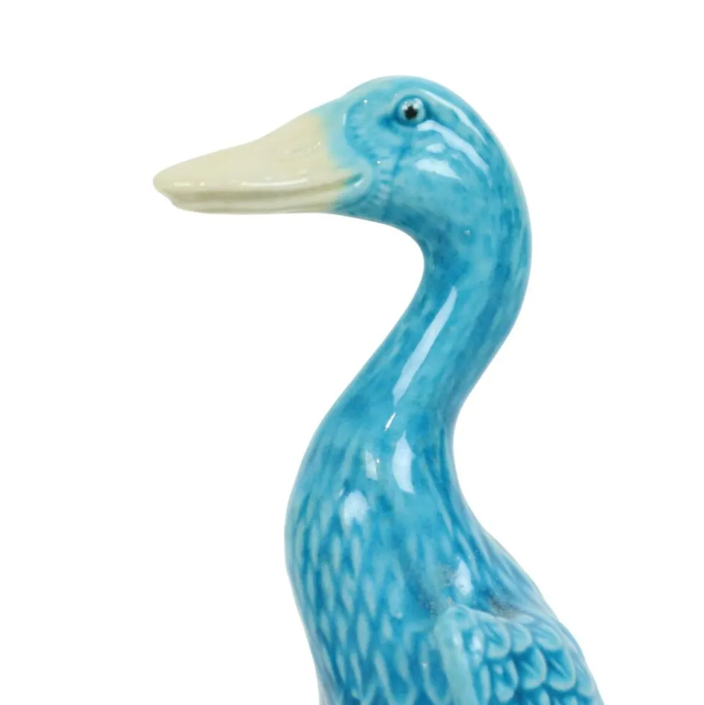 Figurine de canard vintage couple en porcelaine chinoise bleue
