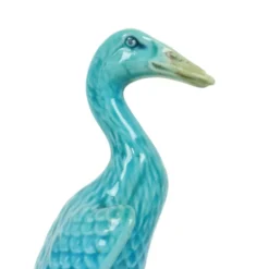 Figurine de canard vintage couple en porcelaine chinoise bleue