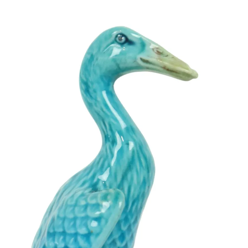 Figurine de canard vintage couple en porcelaine chinoise bleue