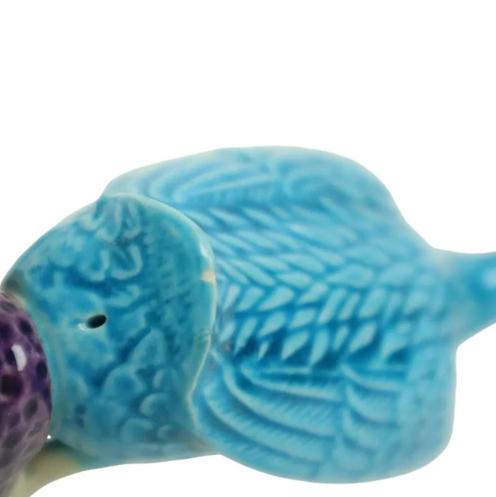 Figurine de canard vintage couple en porcelaine chinoise bleue