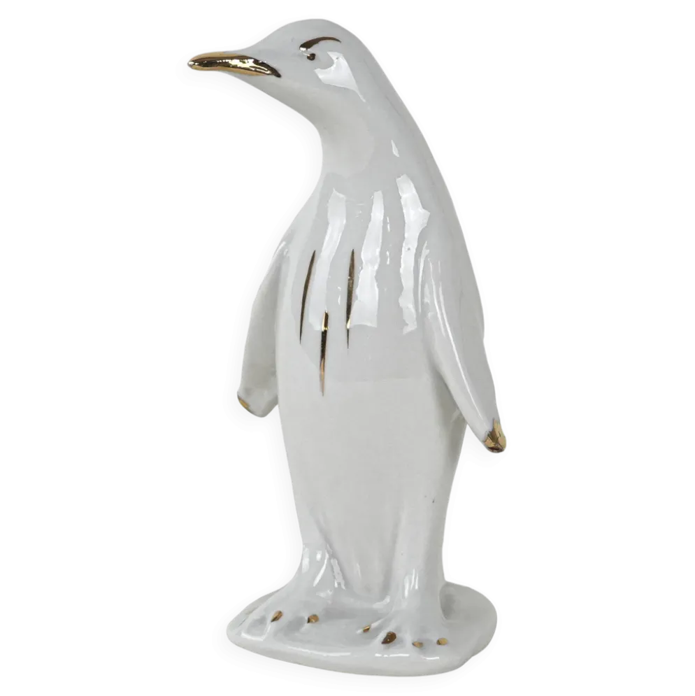 Figurine de pingouin en porcelaine, design italien, années 1970, fabriquée en Italie.