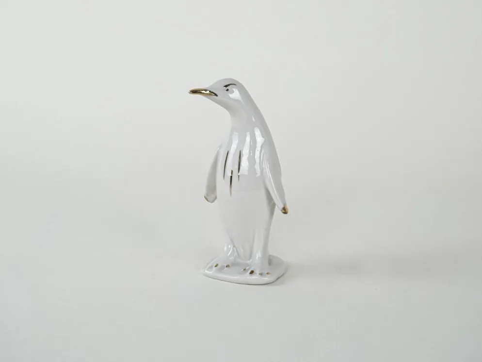 Figurine de pingouin en porcelaine, design italien, années 1970, fabriquée en Italie.