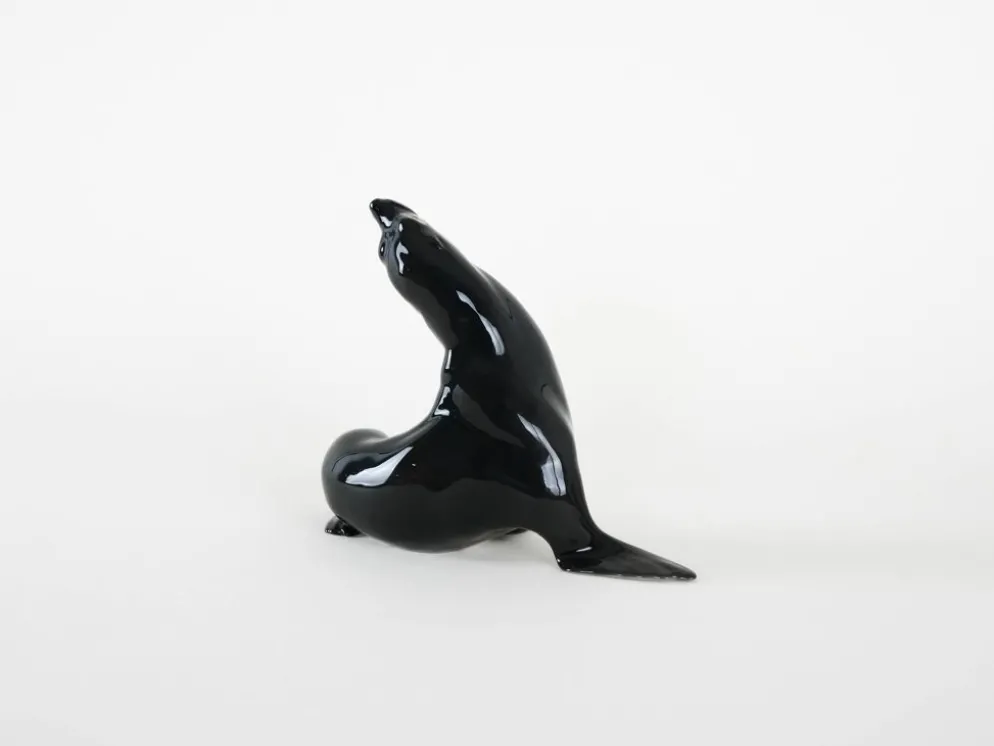 Figurine d'otarie en porcelaine, design danois, années 1970, fabricant : Bing & Grø