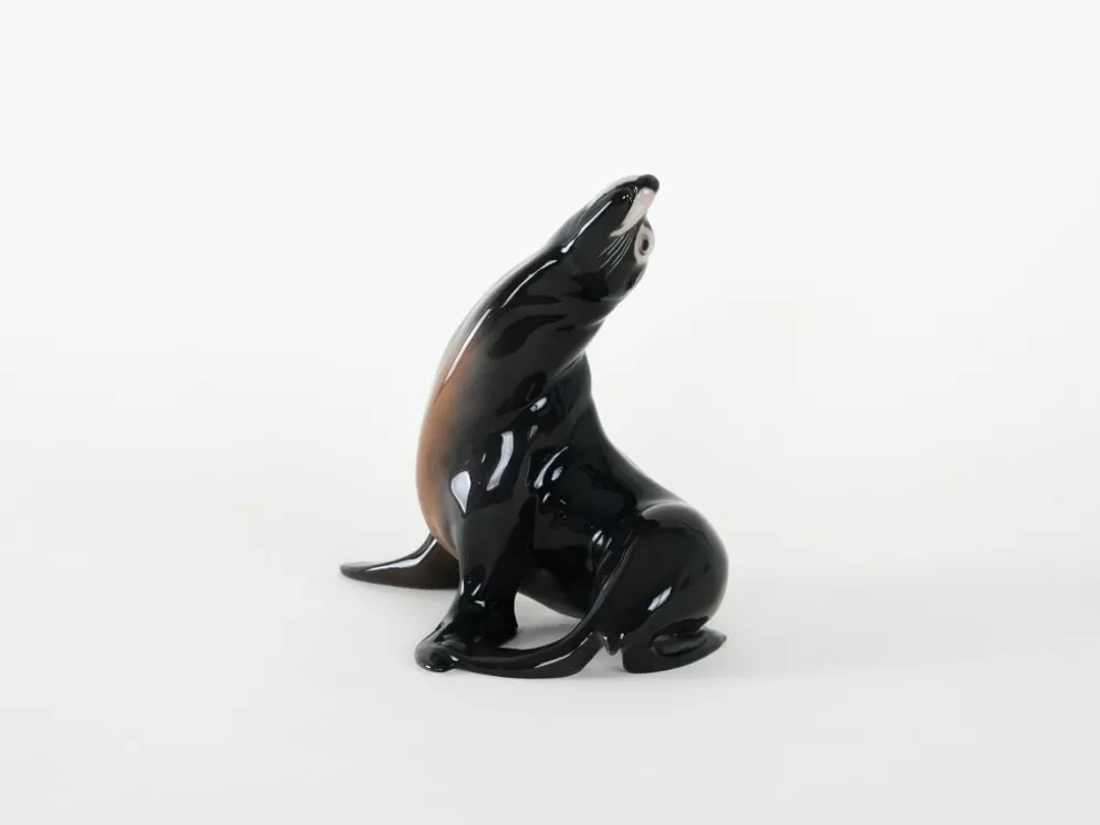 Figurine d'otarie en porcelaine, design danois, années 1970, fabricant : Bing & Grø