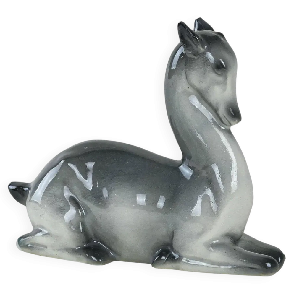 Figurine en céramique de cerf, design danois, années 1970, production : Danemark