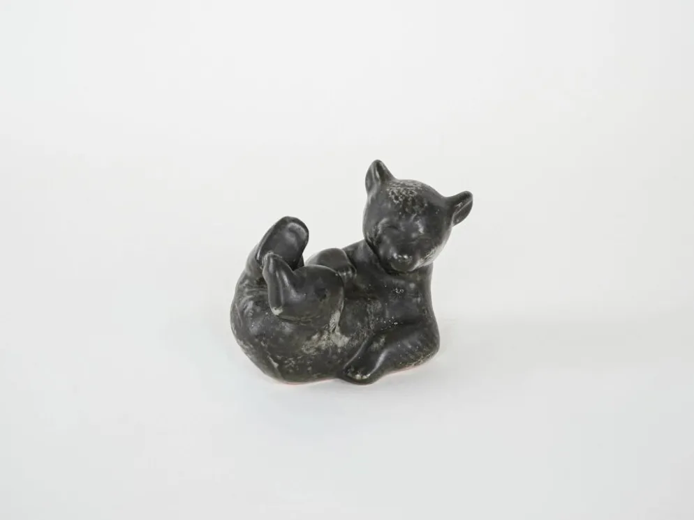 Figurine en céramique d'ours en peluche, design danois, années 1960, fabriquée au Danemark.
