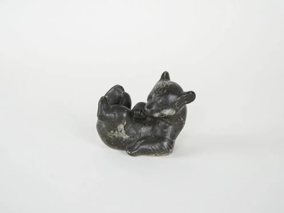 Figurine en céramique d'ours en peluche, design danois, années 1960, fabriquée au Danemark.