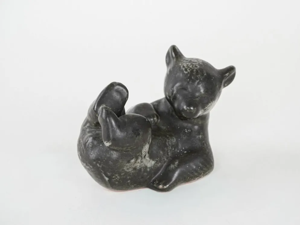 Figurine en céramique d'ours en peluche, design danois, années 1960, fabriquée au Danemark.