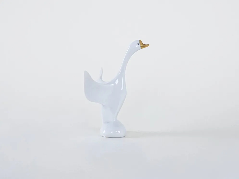 Figurine en porcelaine de oie, design hongrois, années 1960, fabriquée par Holloháza.