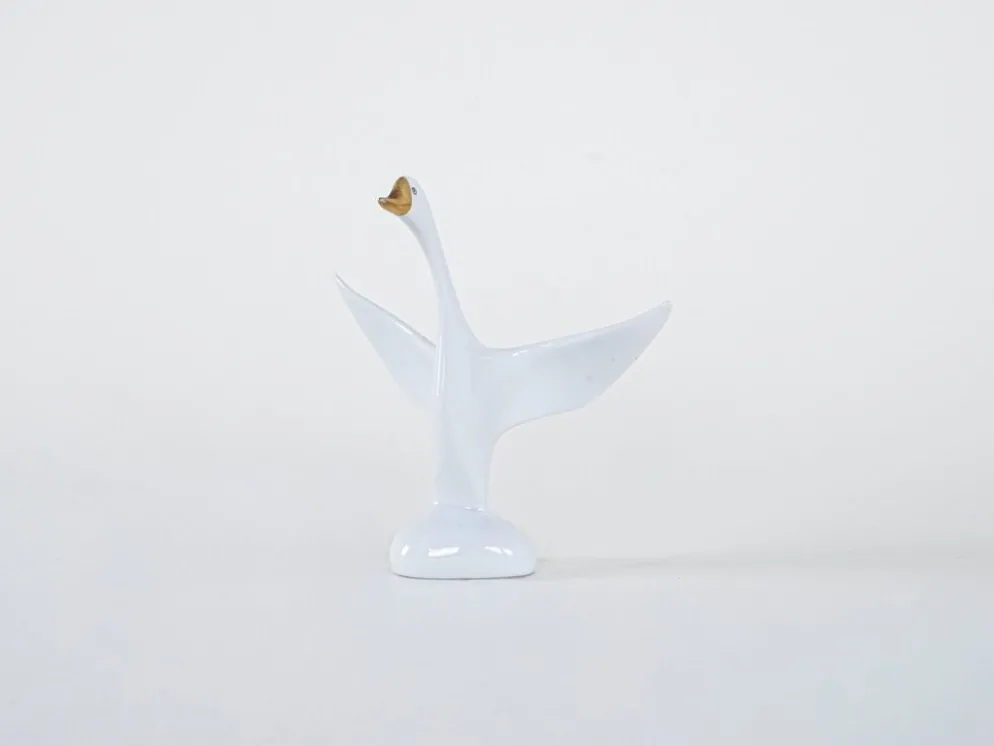 Figurine en porcelaine de oie, design hongrois, années 1960, fabriquée par Holloháza.