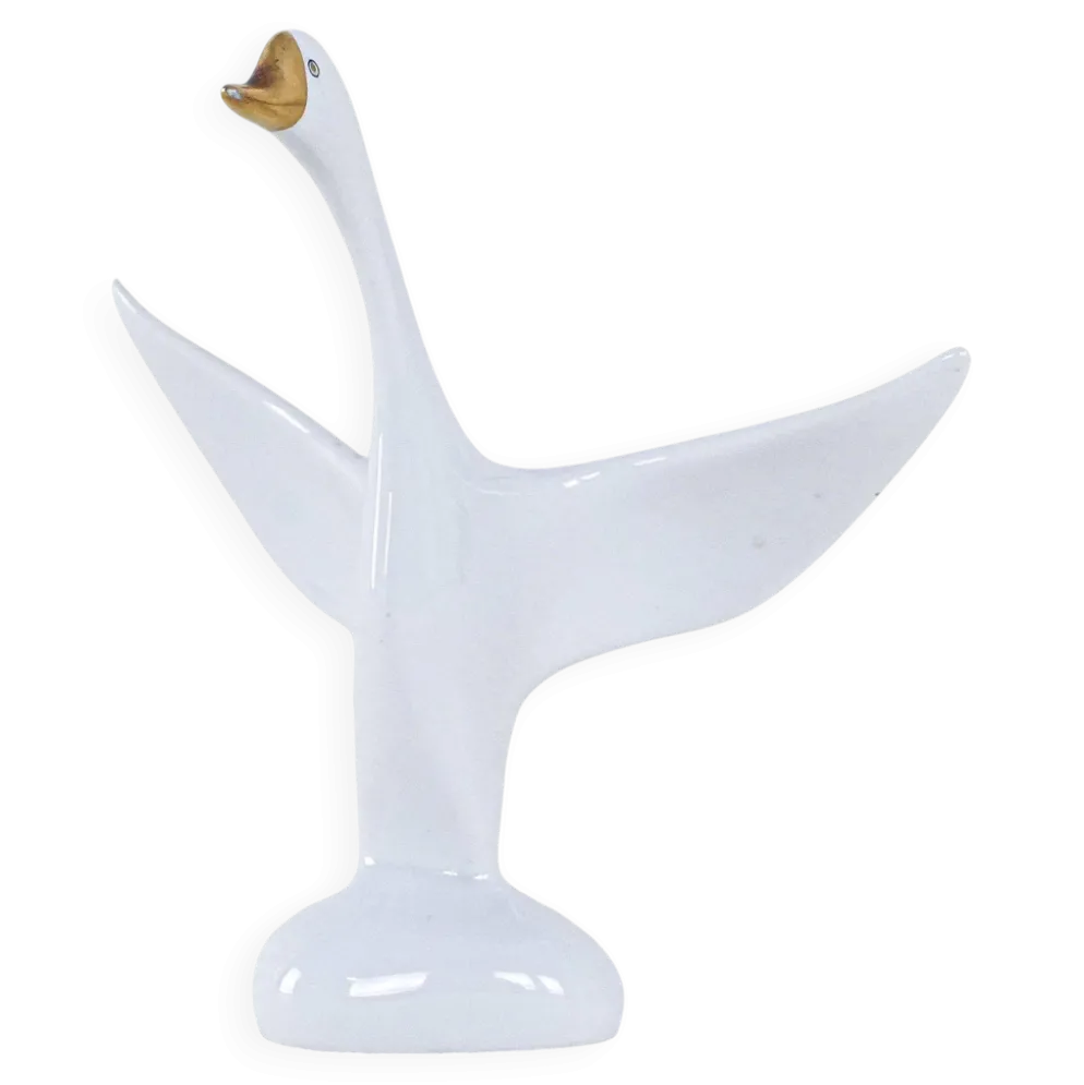 Figurine en porcelaine de oie, design hongrois, années 1960, fabriquée par Holloháza.