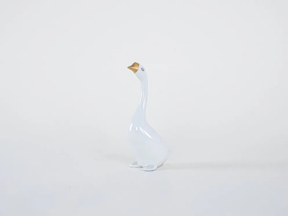 Figurine en porcelaine de oie, design hongrois, années 1960, fabriquée par Holloháza.
