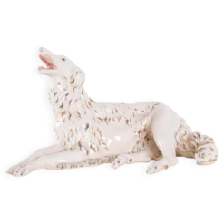 Figurine en porcelaine d'un chien Borzoi, années 1960, fabriquée en Europe.