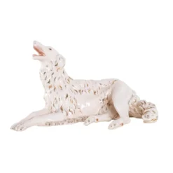 Figurine en porcelaine d'un chien Borzoi, années 1960, fabriquée en Europe.
