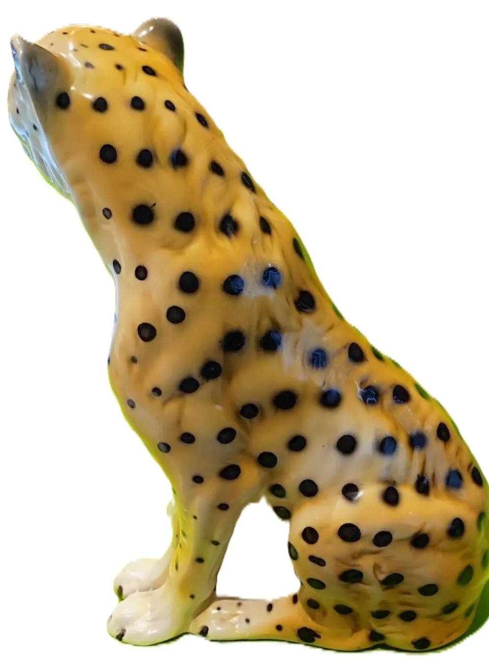 Figurine Guépard Mid-Century en céramique émaillée - 25 cm