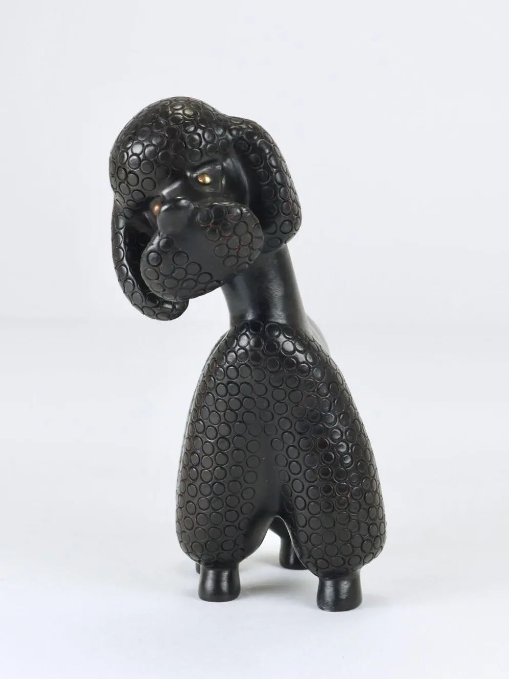 Figurine Sculpture Caniche Charmante par Leopold Anzengruber, Autriche, Années 1950