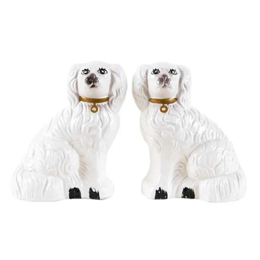 Figurines de chien en céramique, style anglais, années 1970, fabriquées en Angleterre.