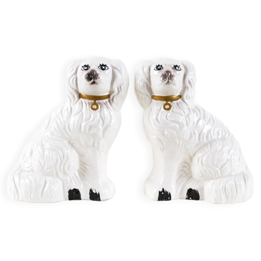 Figurines de chien en céramique, style anglais, années 1970, fabriquées en Angleterre.