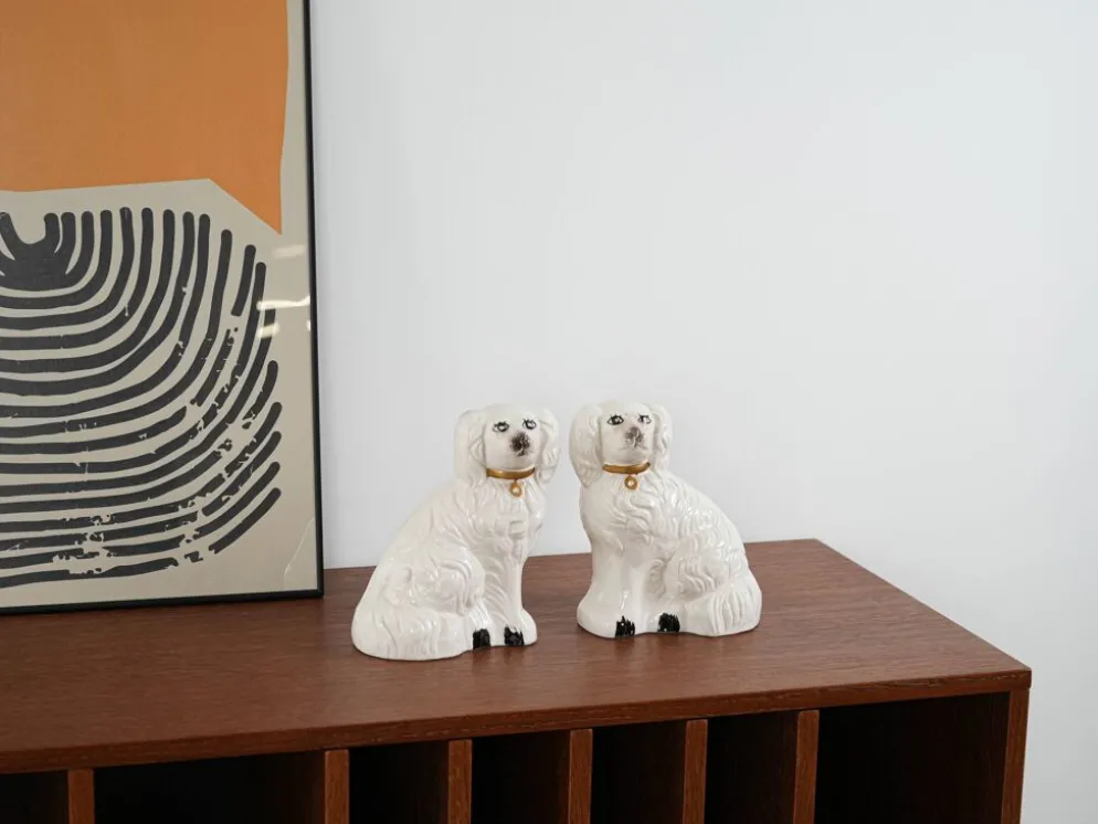 Figurines de chien en céramique, style anglais, années 1970, fabriquées en Angleterre.