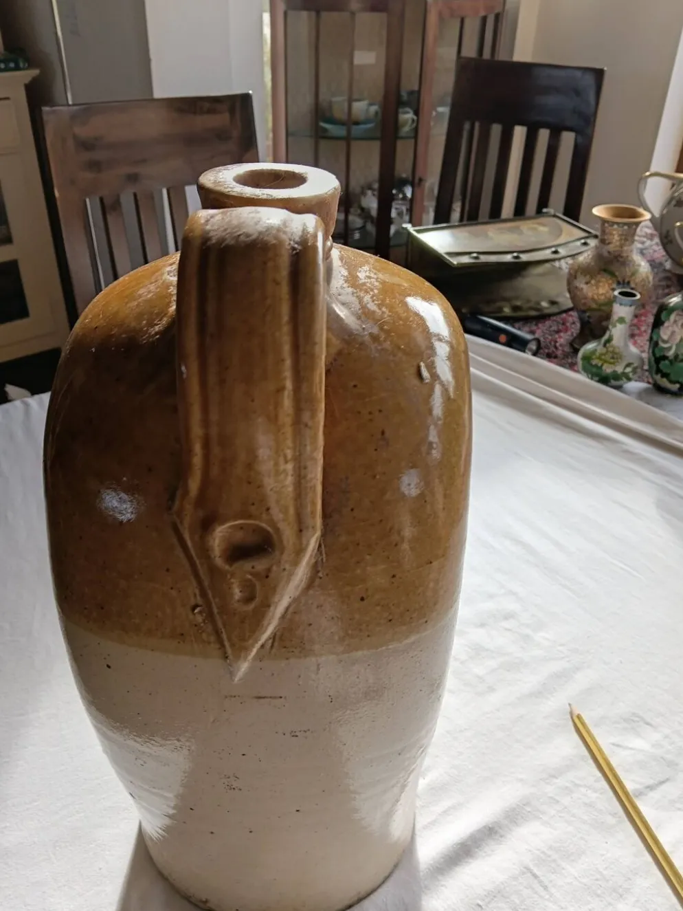 Flacon à whisky en grès de Bristol, à côtés plats, 2 gallons, victorien (vers 1900)