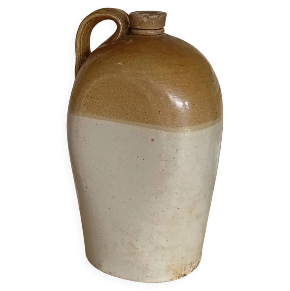 Flacon à whisky en grès de Bristol, à côtés plats, 2 gallons, victorien (vers 1900)