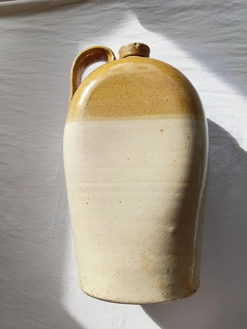 Flacon à whisky en grès de Bristol, à côtés plats, 2 gallons, victorien (vers 1900)