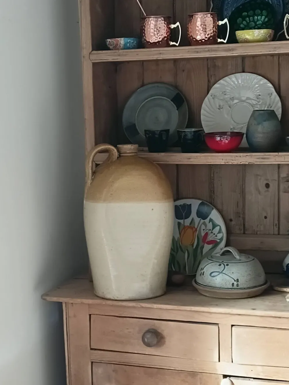 Flacon à whisky en grès de Bristol, à côtés plats, 2 gallons, victorien (vers 1900)