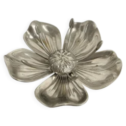 Fleur cendrier vintage en métal argenté